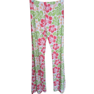 OMIGHTY White Green Floral Hibiscus Trousers Size Small